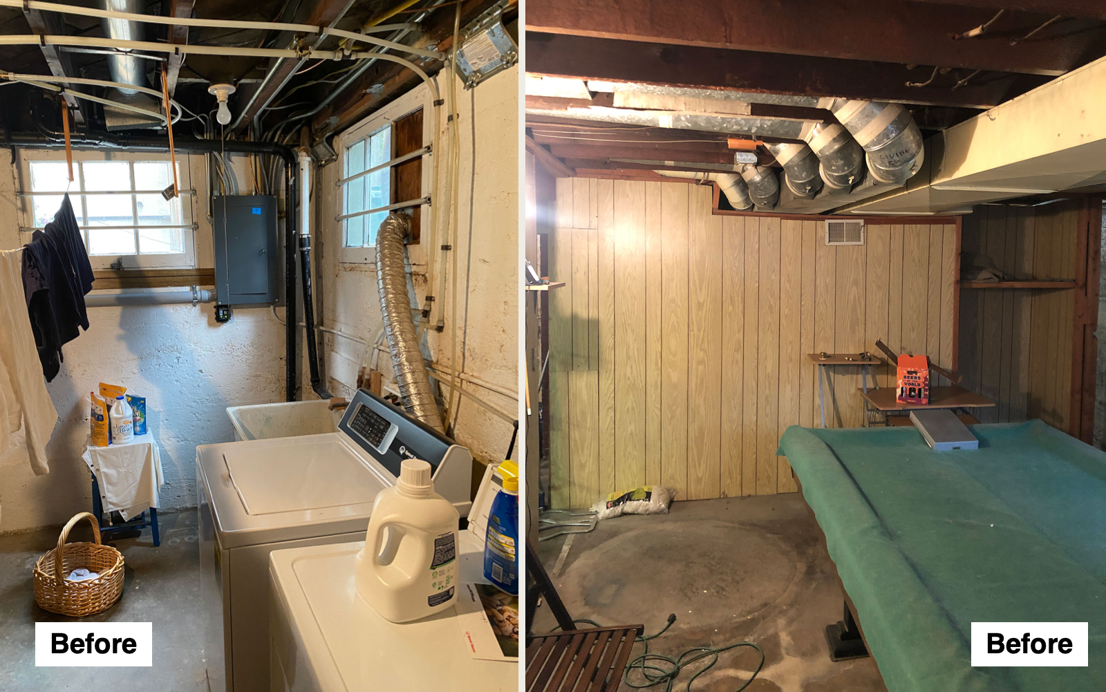 before-basement-laundry-pool-table-area