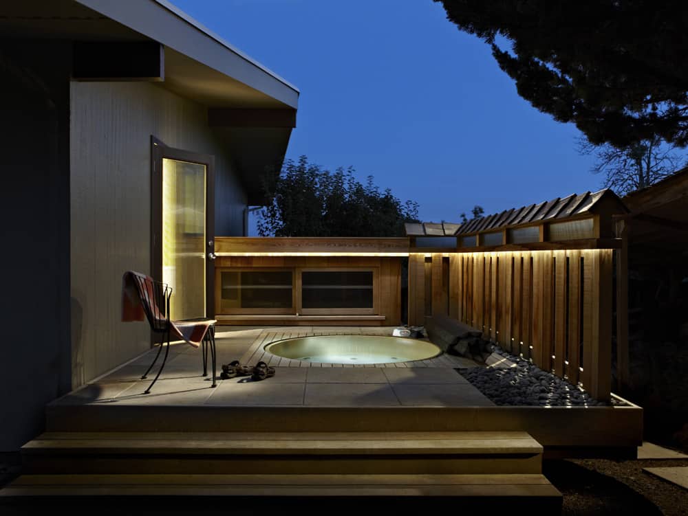 Mid-Century Outdoor Sanctuary hot tub