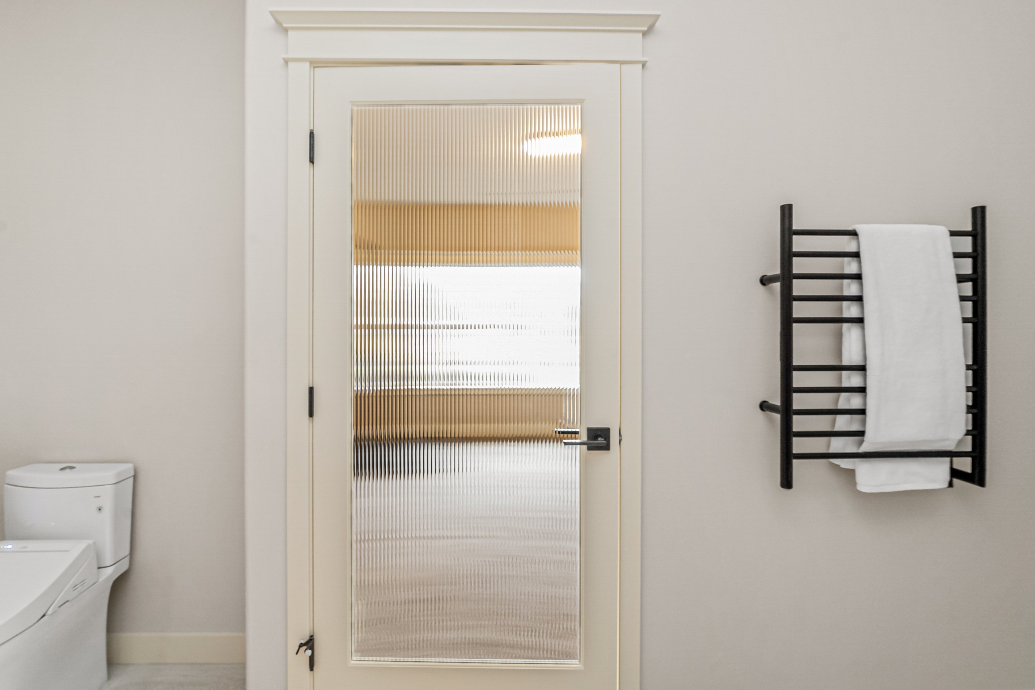 Bathroom Door and Towel Rack