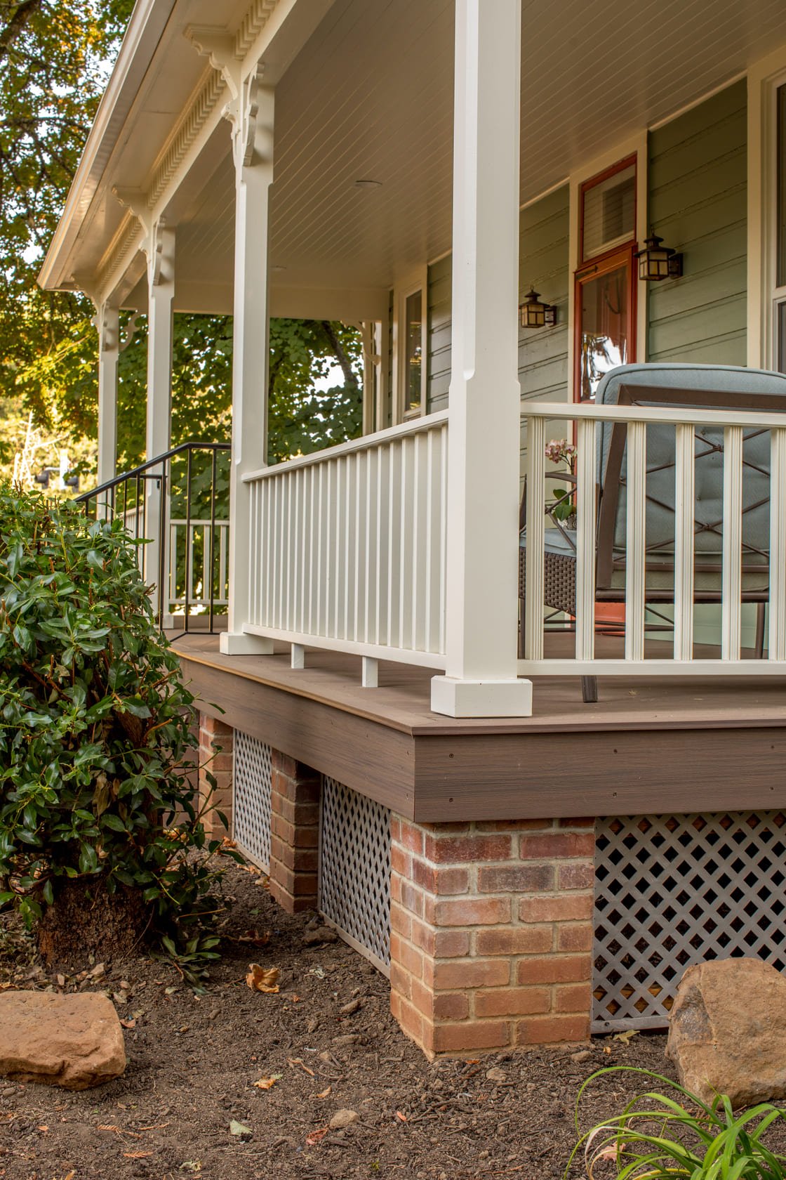 foundation of remodeled porch with brick in Salem, Oregon by Kraft Custom Construction